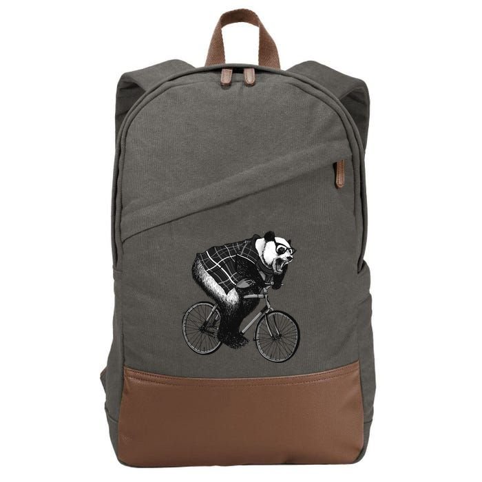 Cool Grey Style Hipster Panda Cotton Canvas Backpack