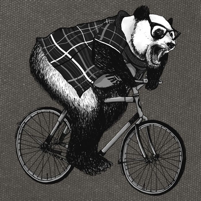 Cool Grey Style Hipster Panda Cotton Canvas Backpack