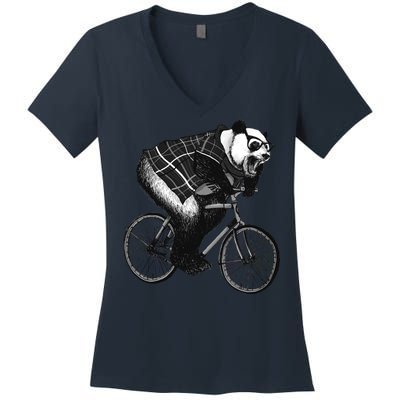 Cool Grey Style Hipster Panda Women's V-Neck T-Shirt