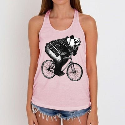 Cool Grey Style Hipster Panda Women's Knotted Racerback Tank