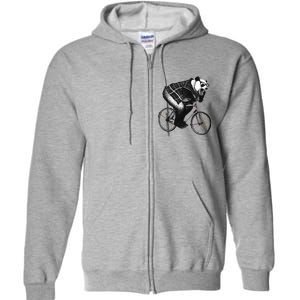 Cool Grey Style Hipster Panda Full Zip Hoodie