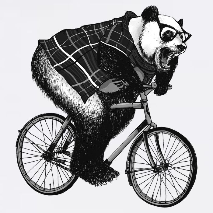 Cool Grey Style Hipster Panda Garment-Dyed Sweatshirt