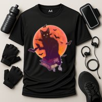 Cool Halloween Black Cat Moon Cooling Performance Crew T-Shirt