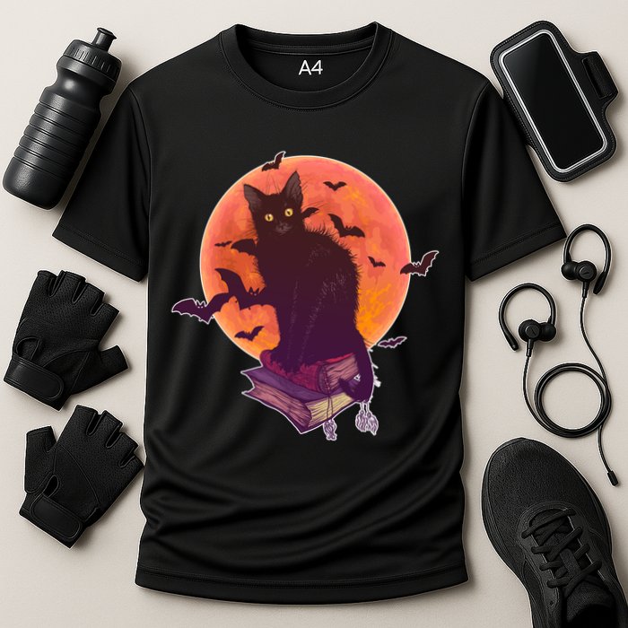 Cool Halloween Black Cat Moon Cooling Performance Crew T-Shirt