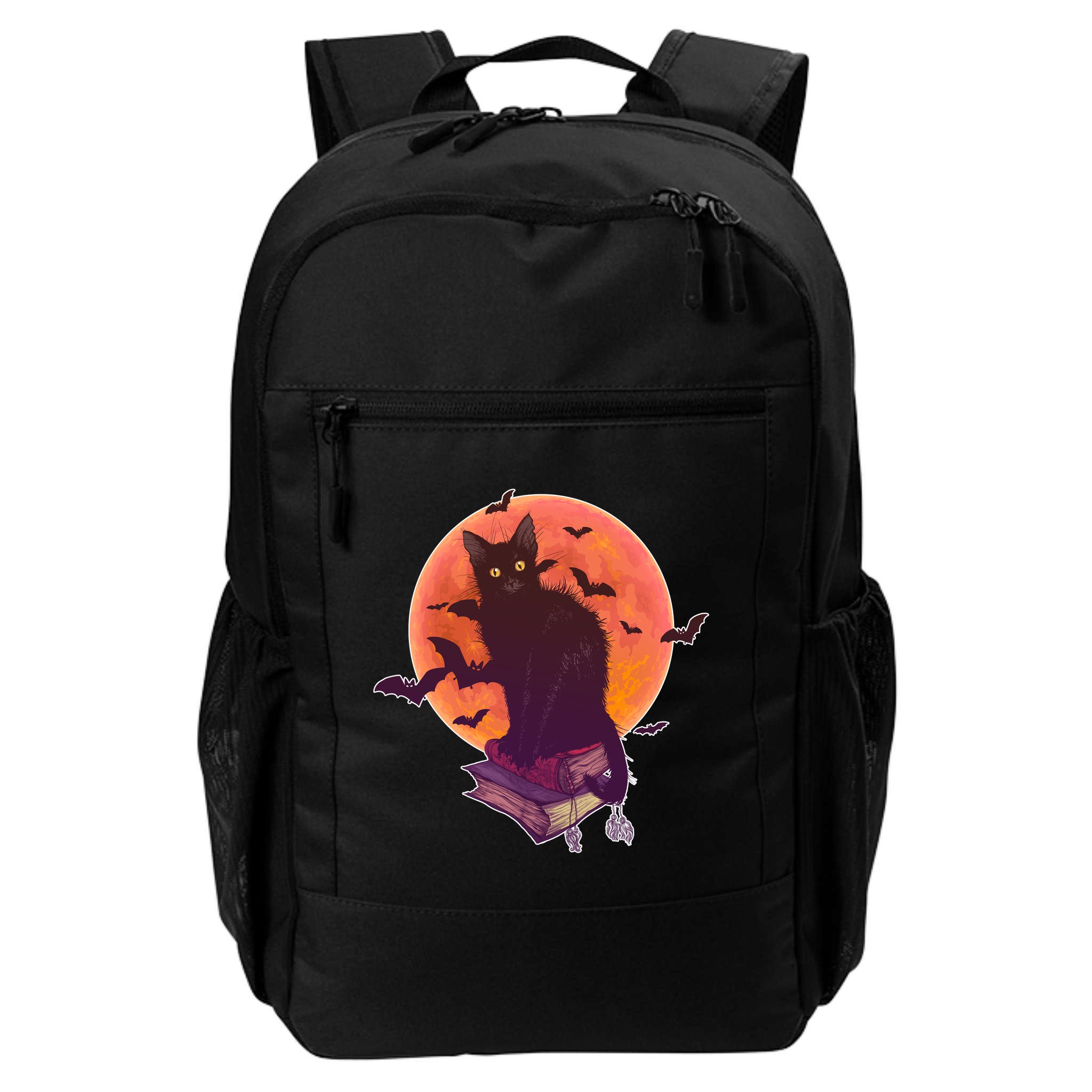 Cool Halloween Black Cat Moon Backpack