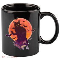 Cool Halloween Black Cat Moon 11oz C Handle Ceramic Mug
