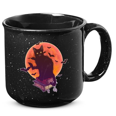 Cool Halloween Black Cat Moon 15oz Campfire Ceramic Mug