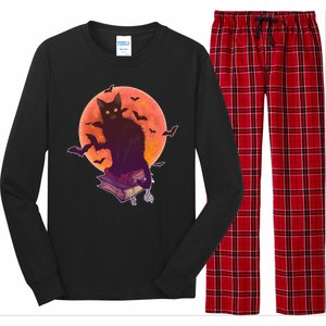 Cool Halloween Black Cat Moon Long Sleeve Pajama Set