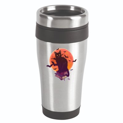 Cool Halloween Black Cat Moon 16oz Travel Tumbler