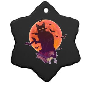 Cool Halloween Black Cat Moon Ceramic Star Ornament