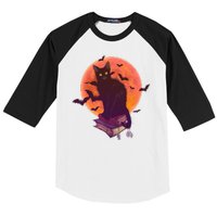 Cool Halloween Black Cat Moon Baseball Sleeve Shirt