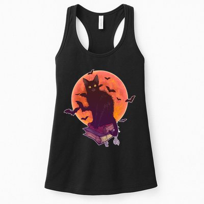 Cool Halloween Black Cat Moon Womens Tank Top