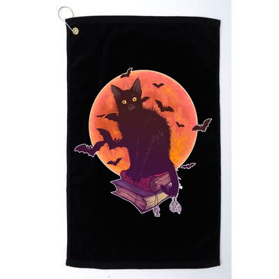 Cool Halloween Black Cat Moon Golf Towel