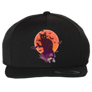 Cool Halloween Black Cat Moon Wool Snapback Cap