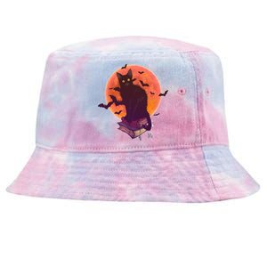 Cool Halloween Black Cat Moon Tie-Dyed Bucket Hat