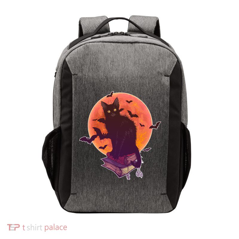Cool Halloween Black Cat Moon Vector Backpack