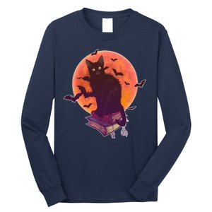 Cool Halloween Black Cat Moon Long Sleeve Shirt