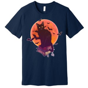 Cool Halloween Black Cat Moon Premium T-Shirt