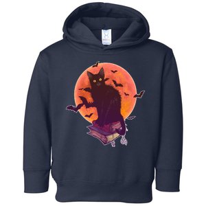 Cool Halloween Black Cat Moon Toddler Hoodie