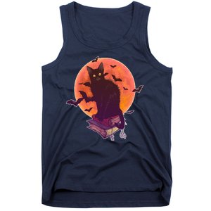 Cool Halloween Black Cat Moon Tank Top