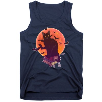 Cool Halloween Black Cat Moon Tank Top