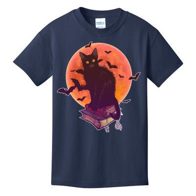 Cool Halloween Black Cat Moon Kids T-Shirt