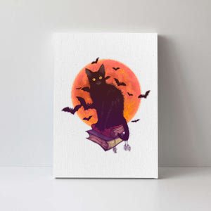 Cool Halloween Black Cat Moon Canvas