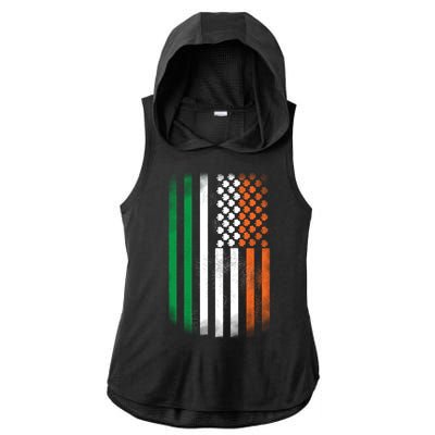 Cool Irish American Flag Ladies PosiCharge Tri-Blend Wicking Draft Hoodie Tank