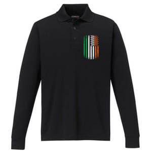 Cool Irish American Flag Performance Long Sleeve Polo