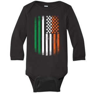 Cool Irish American Flag Baby Long Sleeve Bodysuit