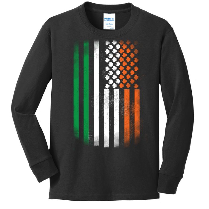 Cool Irish American Flag Kids Long Sleeve Shirt