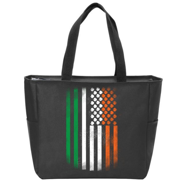 Cool Irish American Flag Zip Tote Bag