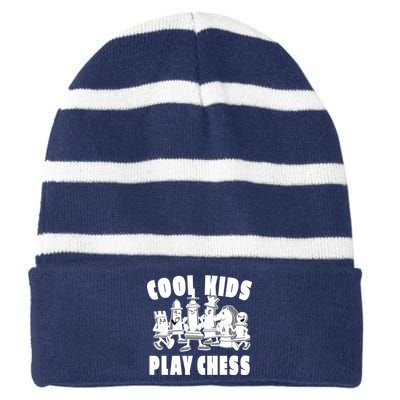 Cool Kids Play Chess Striped Beanie with Solid Band