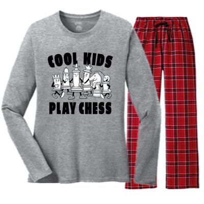 Cool Kids Play Chess Women's Long Sleeve Flannel Pajama Set 