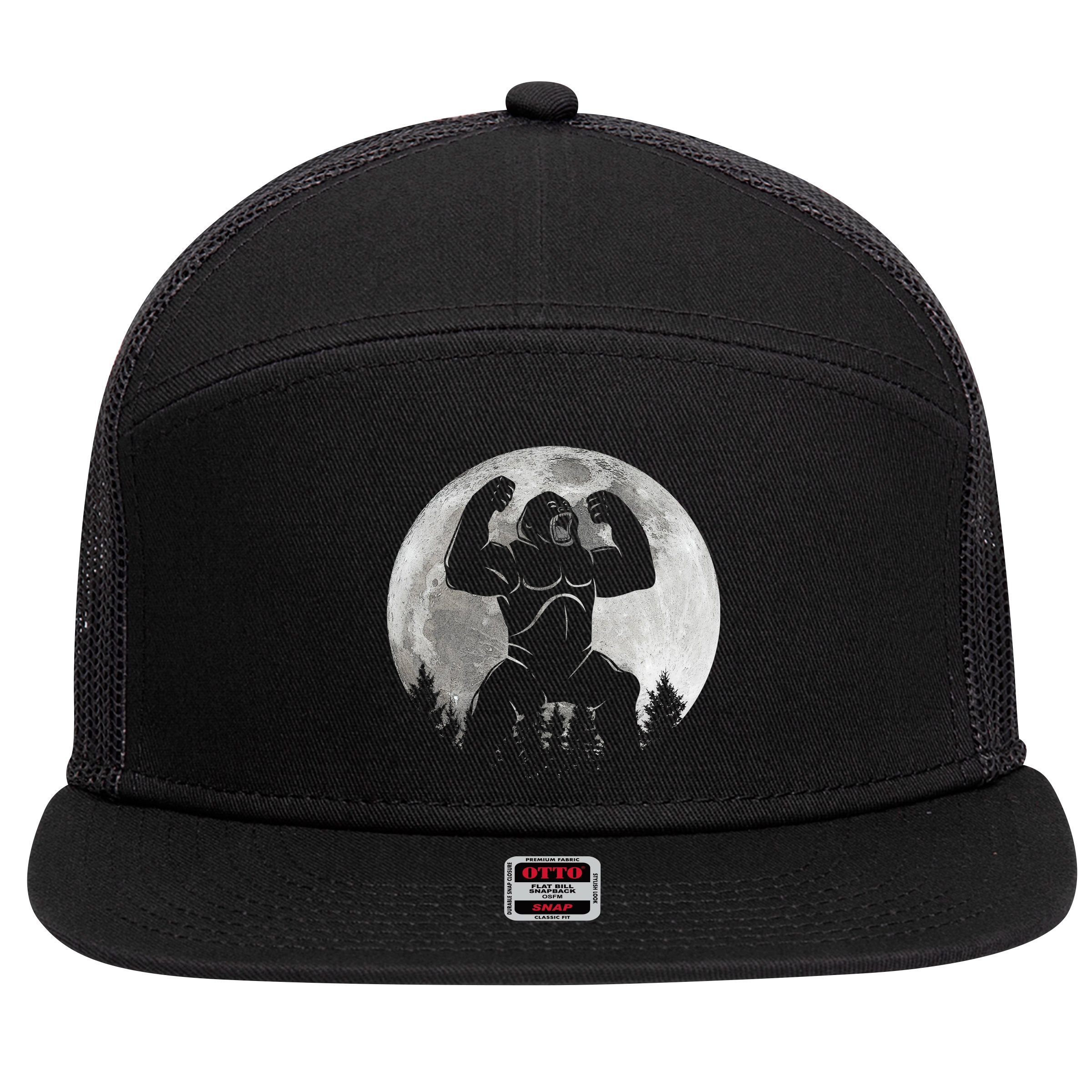 Cool King Kong Monster Full Moon 7 Panel Mesh Trucker Snapback Hat