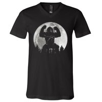 Cool King Kong Monster Full Moon V-Neck T-Shirt