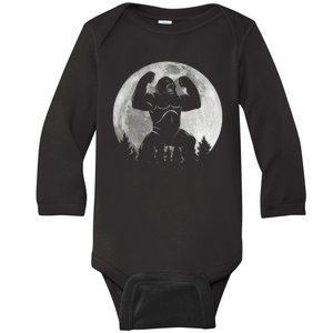 Cool King Kong Monster Full Moon Baby Long Sleeve Bodysuit