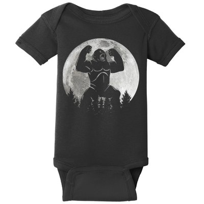 Cool King Kong Monster Full Moon Baby Bodysuit