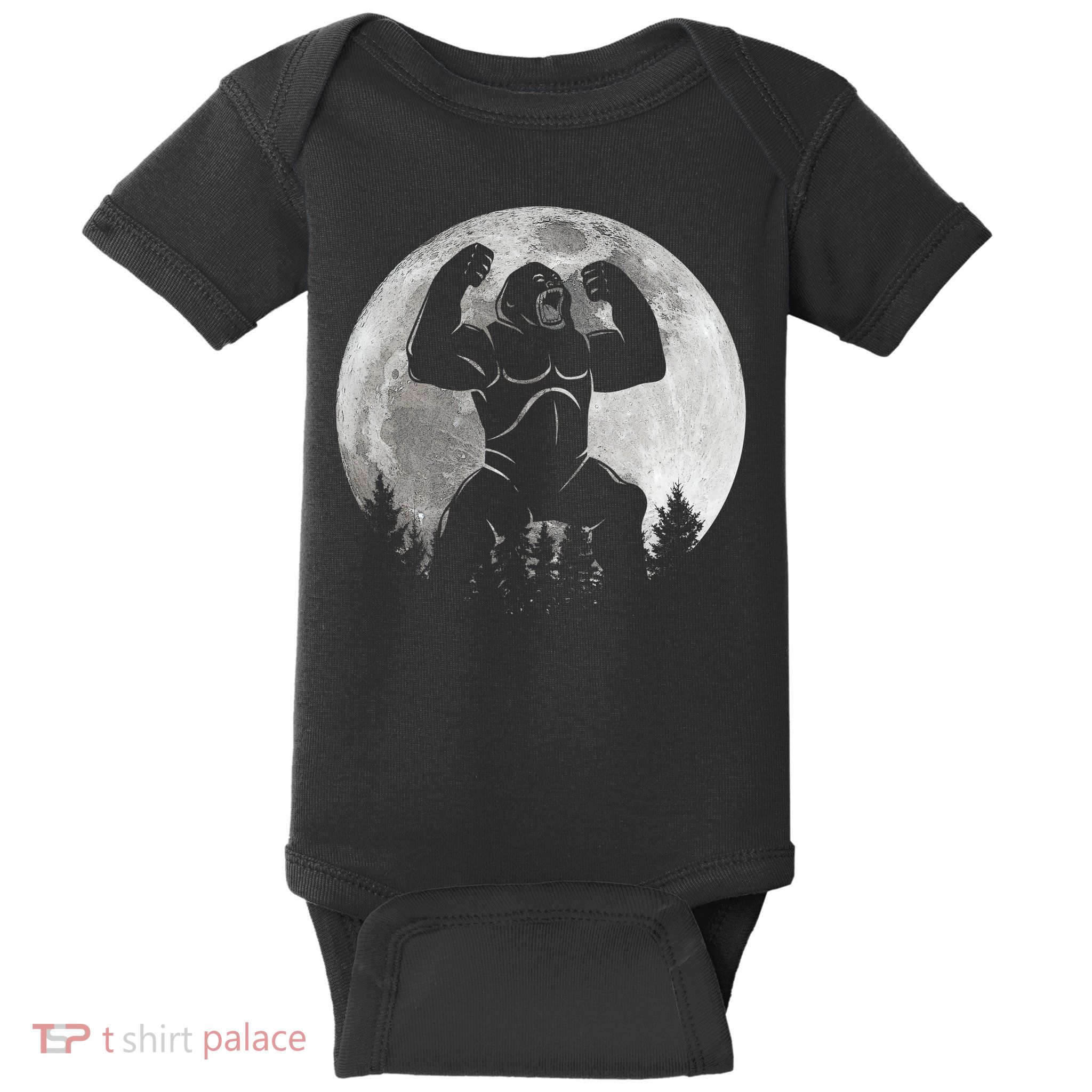 Cool King Kong Monster Full Moon Baby Bodysuit