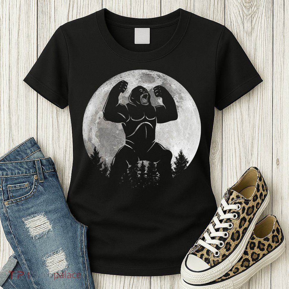 Cool King Kong Monster Full Moon Womens T-Shirt