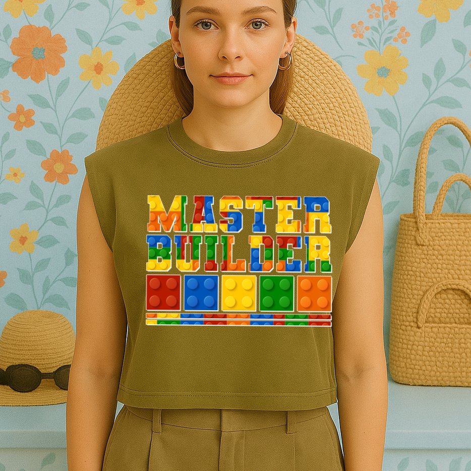 Cool Master Builder Lego Fan Garment-Dyed Women's Muscle Tee