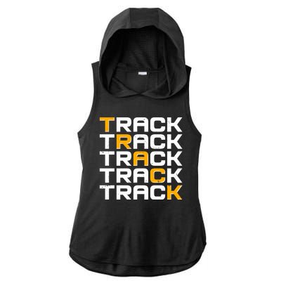 Cool Modern Track & Field Pattern Ladies PosiCharge Tri-Blend Wicking Draft Hoodie Tank