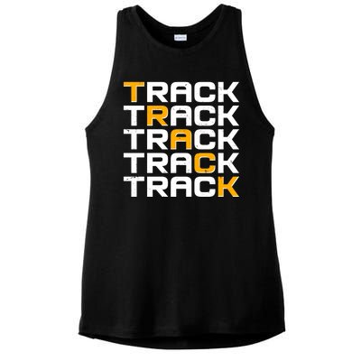 Cool Modern Track & Field Pattern Ladies PosiCharge Tri-Blend Wicking Tank