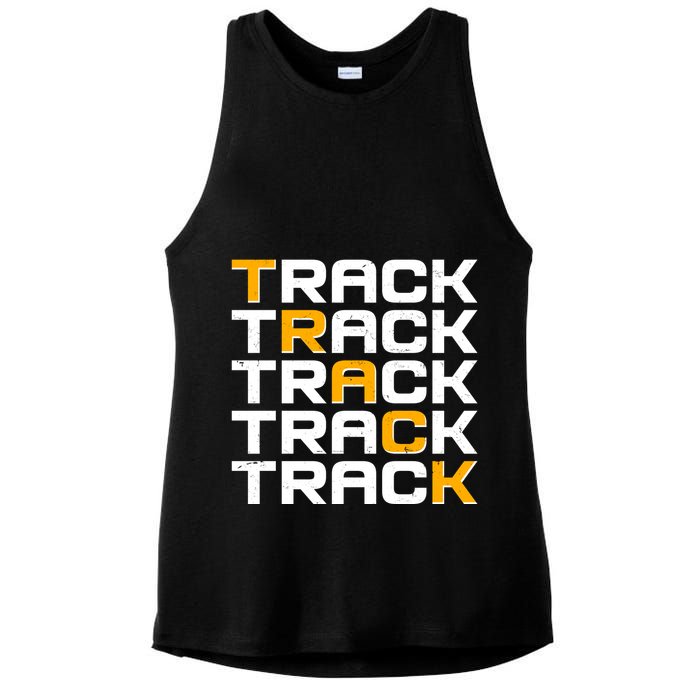 Cool Modern Track & Field Pattern Ladies PosiCharge Tri-Blend Wicking Tank