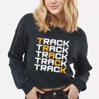 Cool Modern Track & Field Pattern Cropped Pullover Crew