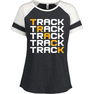 Cool Modern Track & Field Pattern Enza Ladies Jersey Colorblock Tee