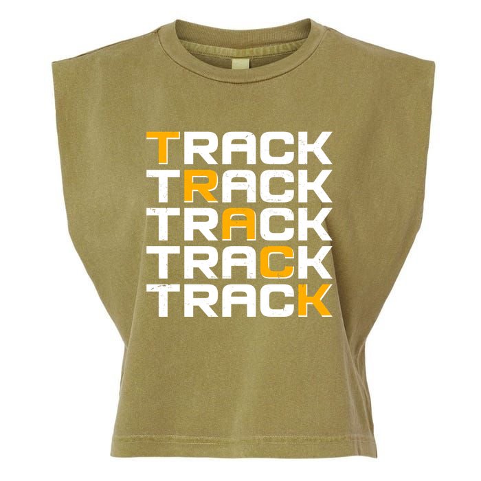 Cool Modern Track & Field Pattern Garment-Dyed Women's Muscle Tee