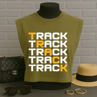 Cool Modern Track & Field Pattern Garment-Dyed Women's Muscle Tee
