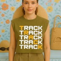 Cool Modern Track & Field Pattern Garment-Dyed Women's Muscle Tee