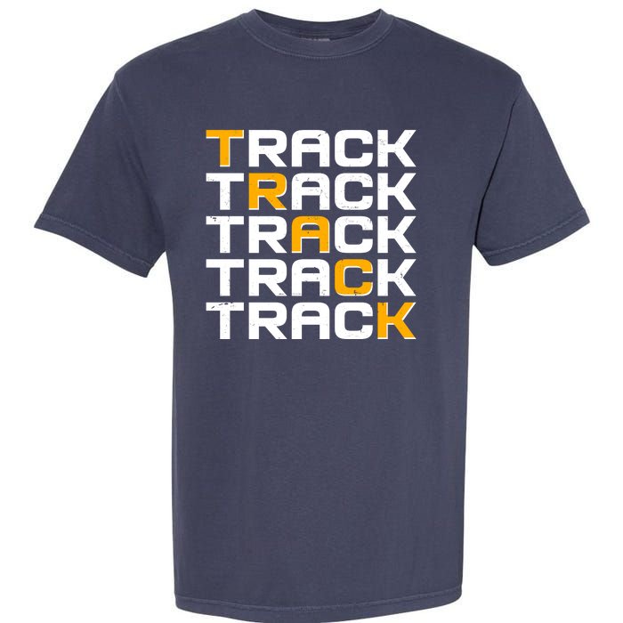 Cool Modern Track & Field Pattern Garment-Dyed Heavyweight T-Shirt